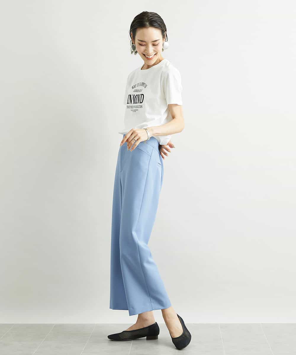 FMLAV10180 MICHEL KLEIN(ミッシェルクラン) [新色追加]ストレッチワイドパンツ(裏地なし/長め) ブラック(94)