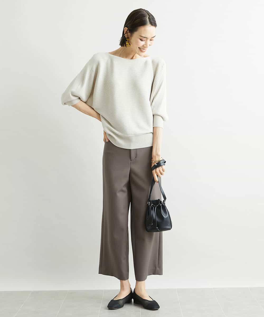 FMLAV10180 MICHEL KLEIN(ミッシェルクラン) [新色追加]ストレッチワイドパンツ(裏地なし/長め) ブラック(94)