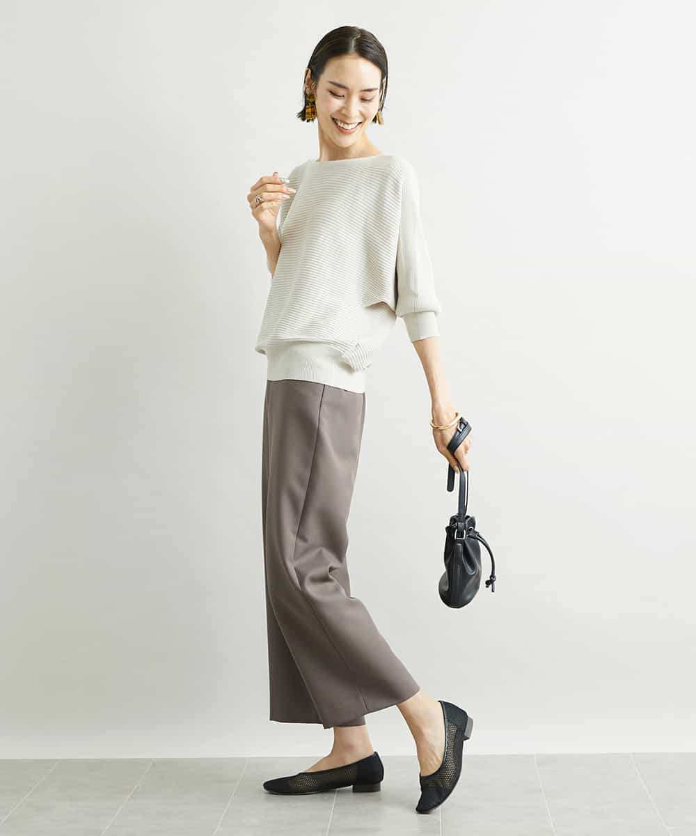 FMLAV10180 MICHEL KLEIN(ミッシェルクラン) [新色追加]ストレッチワイドパンツ(裏地なし/長め) ブラック(94)