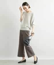 FMLAV10180 MICHEL KLEIN(ミッシェルクラン) [新色追加]ストレッチワイドパンツ(裏地なし/長め) ブラック(94)