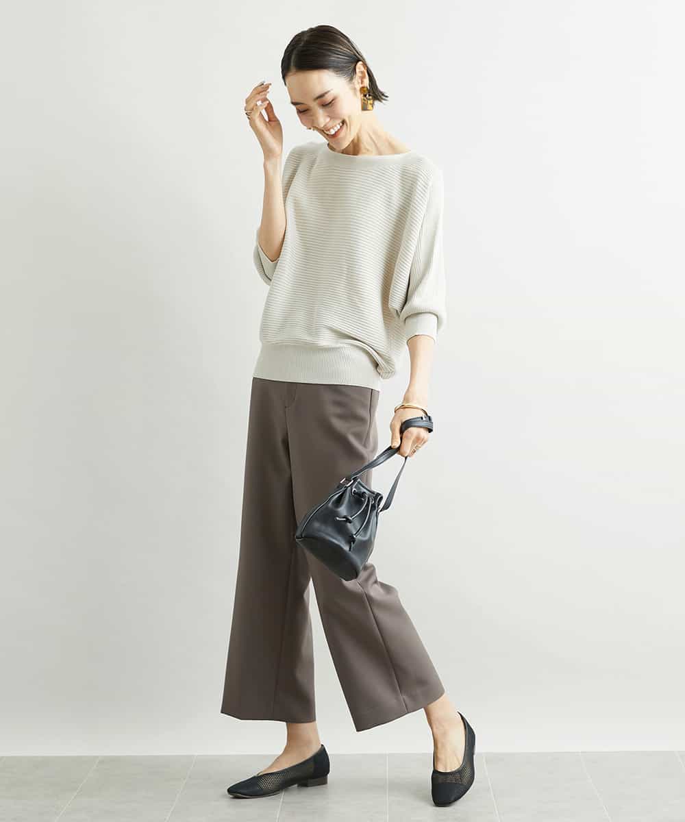 FMLAV10180 MICHEL KLEIN(ミッシェルクラン) [新色追加]ストレッチワイドパンツ(裏地なし/長め) ブラック(94)