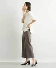 FMLAV10180 MICHEL KLEIN(ミッシェルクラン) [新色追加]ストレッチワイドパンツ(裏地なし/長め) ブラック(94)