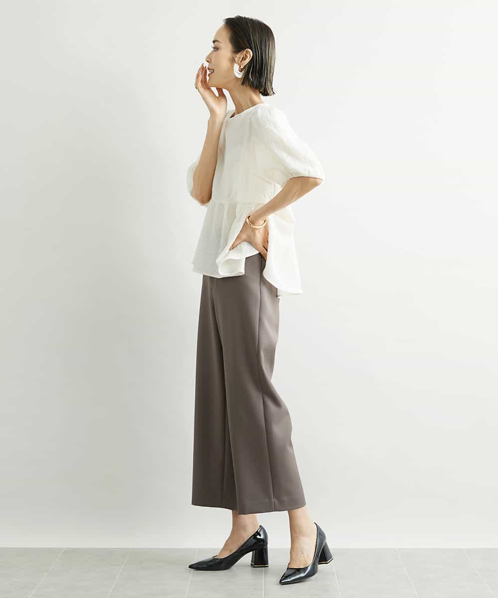 FMLAV10180 MICHEL KLEIN(ミッシェルクラン) [新色追加]ストレッチワイドパンツ(裏地なし/長め) ブラック(94)