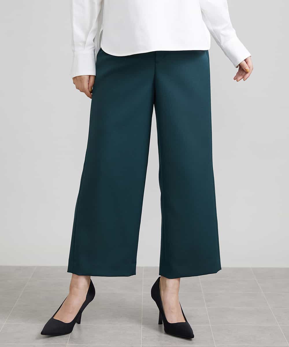 FMLAV10180 MICHEL KLEIN(ミッシェルクラン) [新色追加]ストレッチワイドパンツ(裏地なし/長め) ブラック(94)