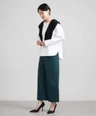 FMLAV10180 MICHEL KLEIN(ミッシェルクラン) [新色追加]ストレッチワイドパンツ(裏地なし/長め) ブラック(94)
