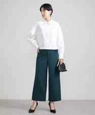 FMLAV10180 MICHEL KLEIN(ミッシェルクラン) [新色追加]ストレッチワイドパンツ(裏地なし/長め) ブラック(94)