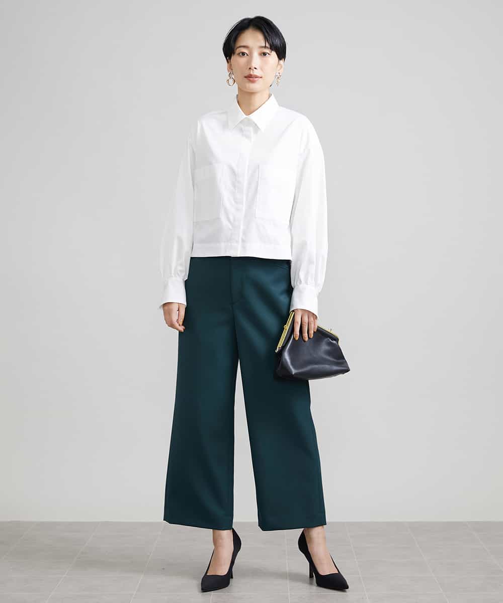 FMLAV10180 MICHEL KLEIN(ミッシェルクラン) [新色追加]ストレッチワイドパンツ(裏地なし/長め) ブラック(94)
