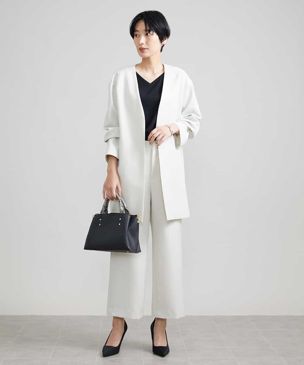 FMLAV10180 MICHEL KLEIN(ミッシェルクラン) [新色追加]ストレッチワイドパンツ(裏地なし/長め) ブラック(94)