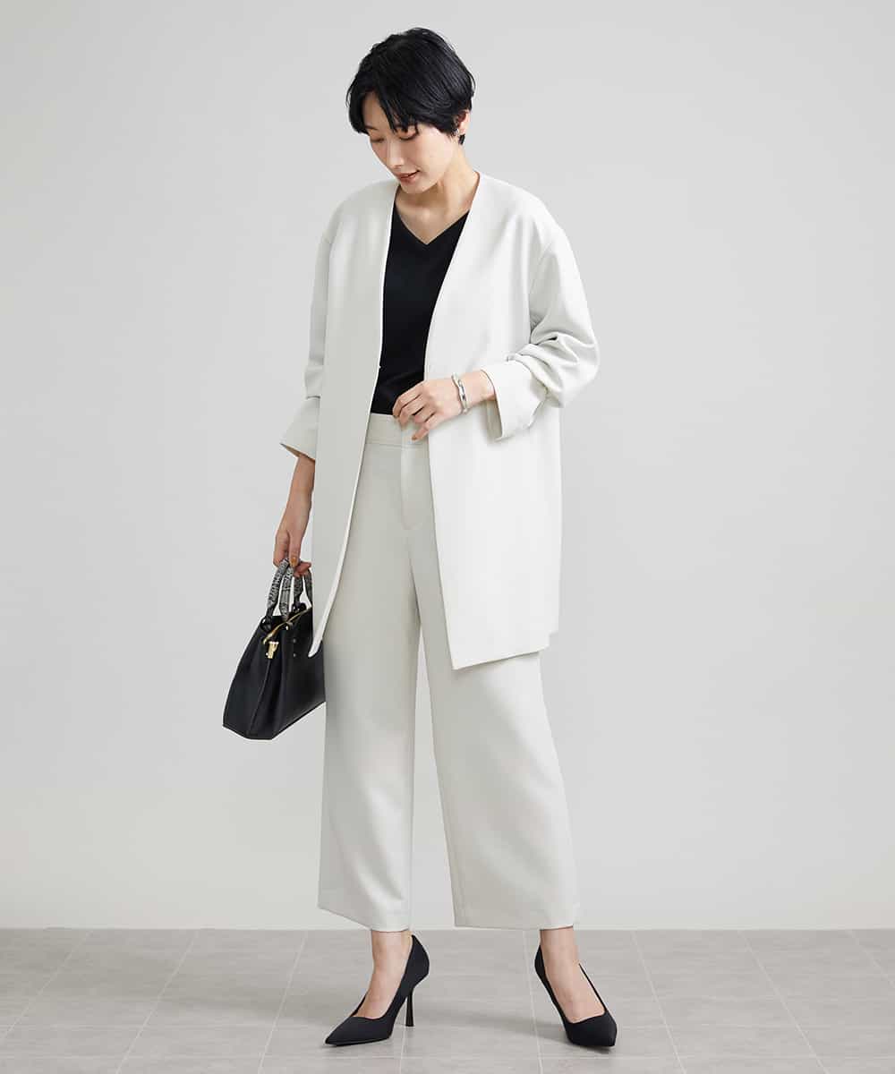 FMLAV10180 MICHEL KLEIN(ミッシェルクラン) [新色追加]ストレッチワイドパンツ(裏地なし/長め) ブラック(94)