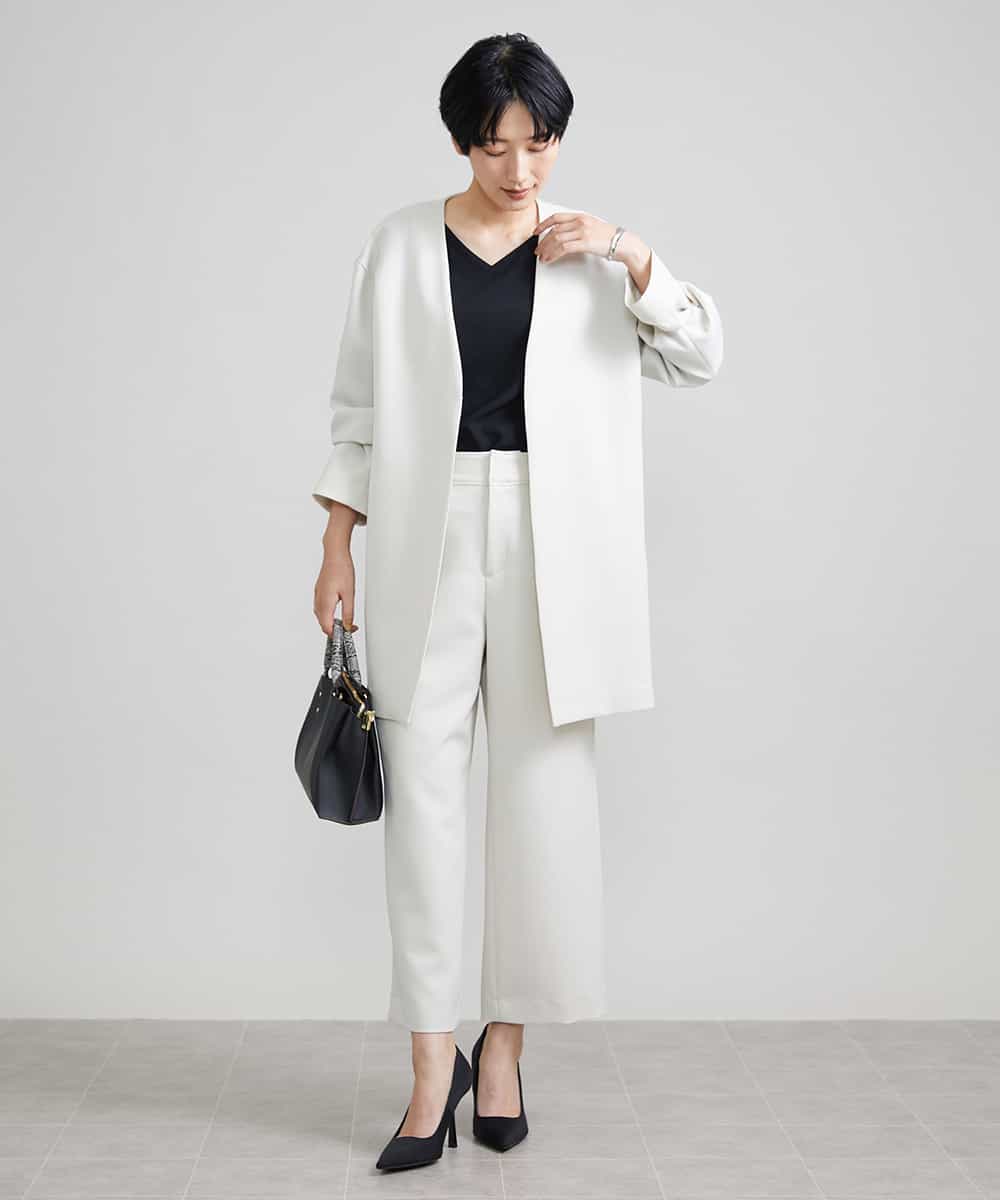 FMLAV10180 MICHEL KLEIN(ミッシェルクラン) [新色追加]ストレッチワイドパンツ(裏地なし/長め) ブラック(94)