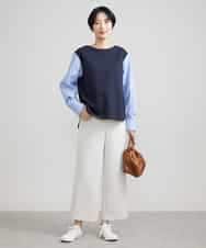 FMLAV10180 MICHEL KLEIN(ミッシェルクラン) [新色追加]ストレッチワイドパンツ(裏地なし/長め) ブラック(94)