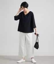 FMLAV10180 MICHEL KLEIN(ミッシェルクラン) [新色追加]ストレッチワイドパンツ(裏地なし/長め) ブラック(94)