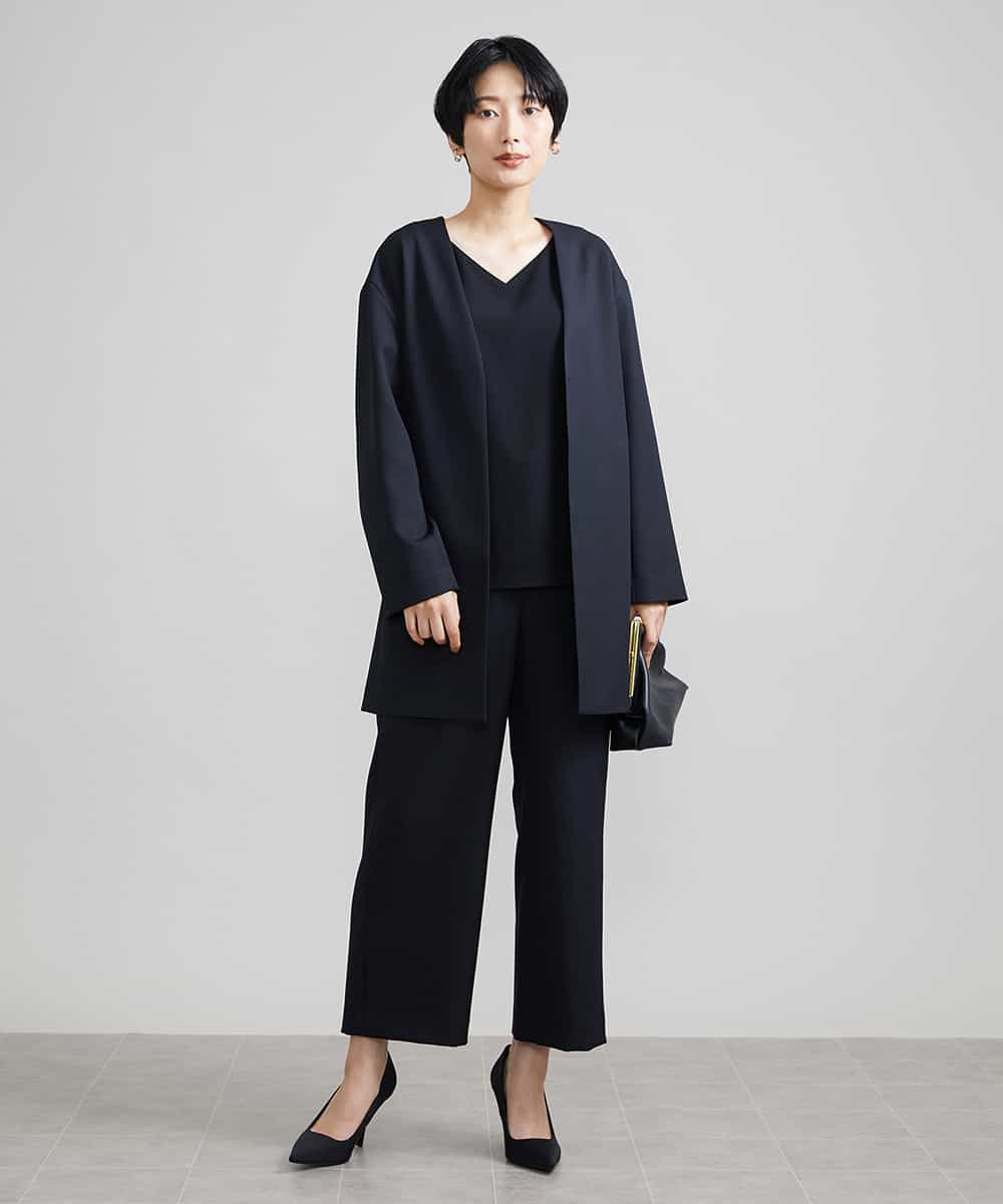 FMLAV10180 MICHEL KLEIN(ミッシェルクラン) [新色追加]ストレッチワイドパンツ(裏地なし/長め) ブラック(94)