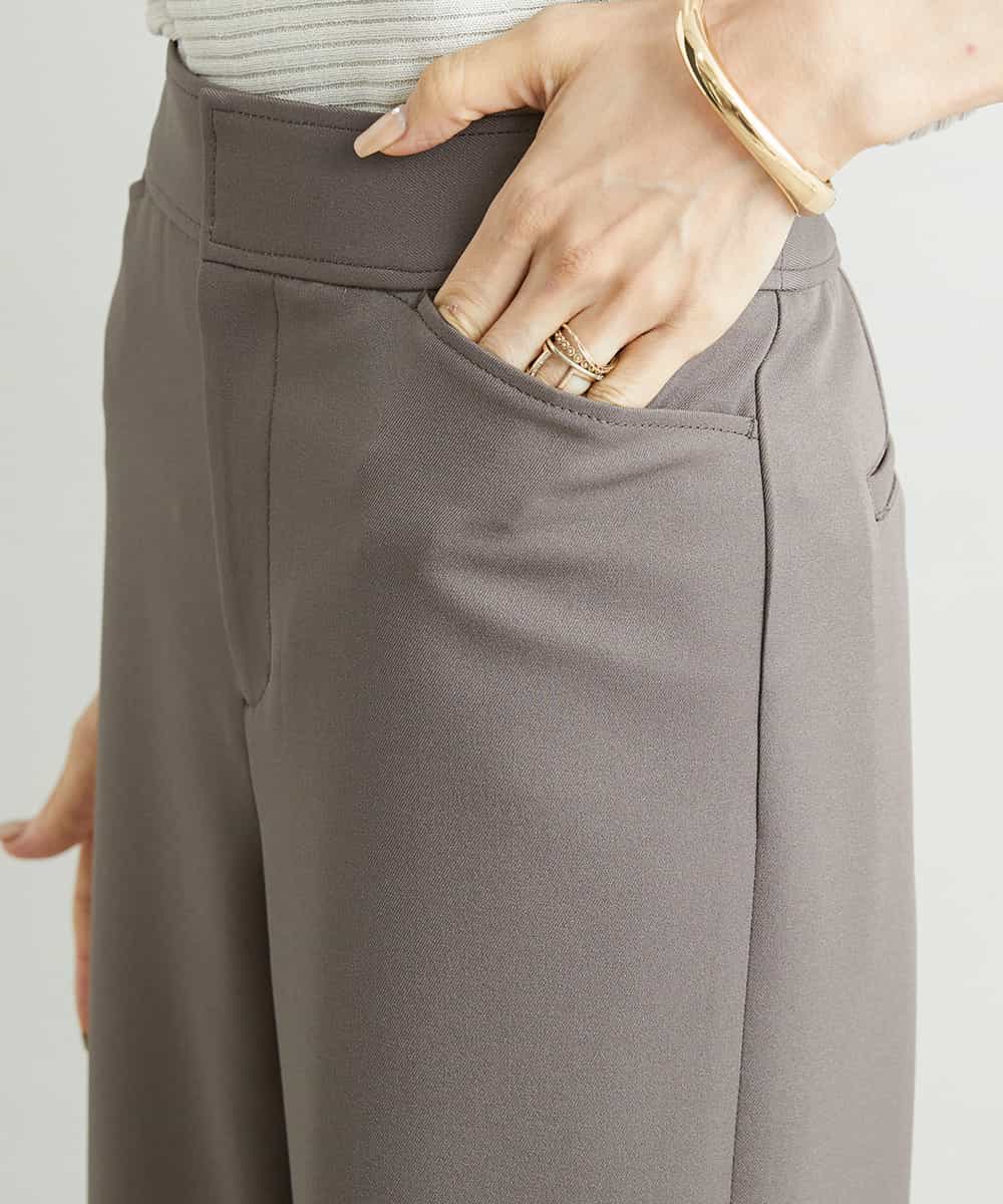 FMLAV10180 MICHEL KLEIN(ミッシェルクラン) [新色追加]ストレッチワイドパンツ(裏地なし/長め) ブラック(94)