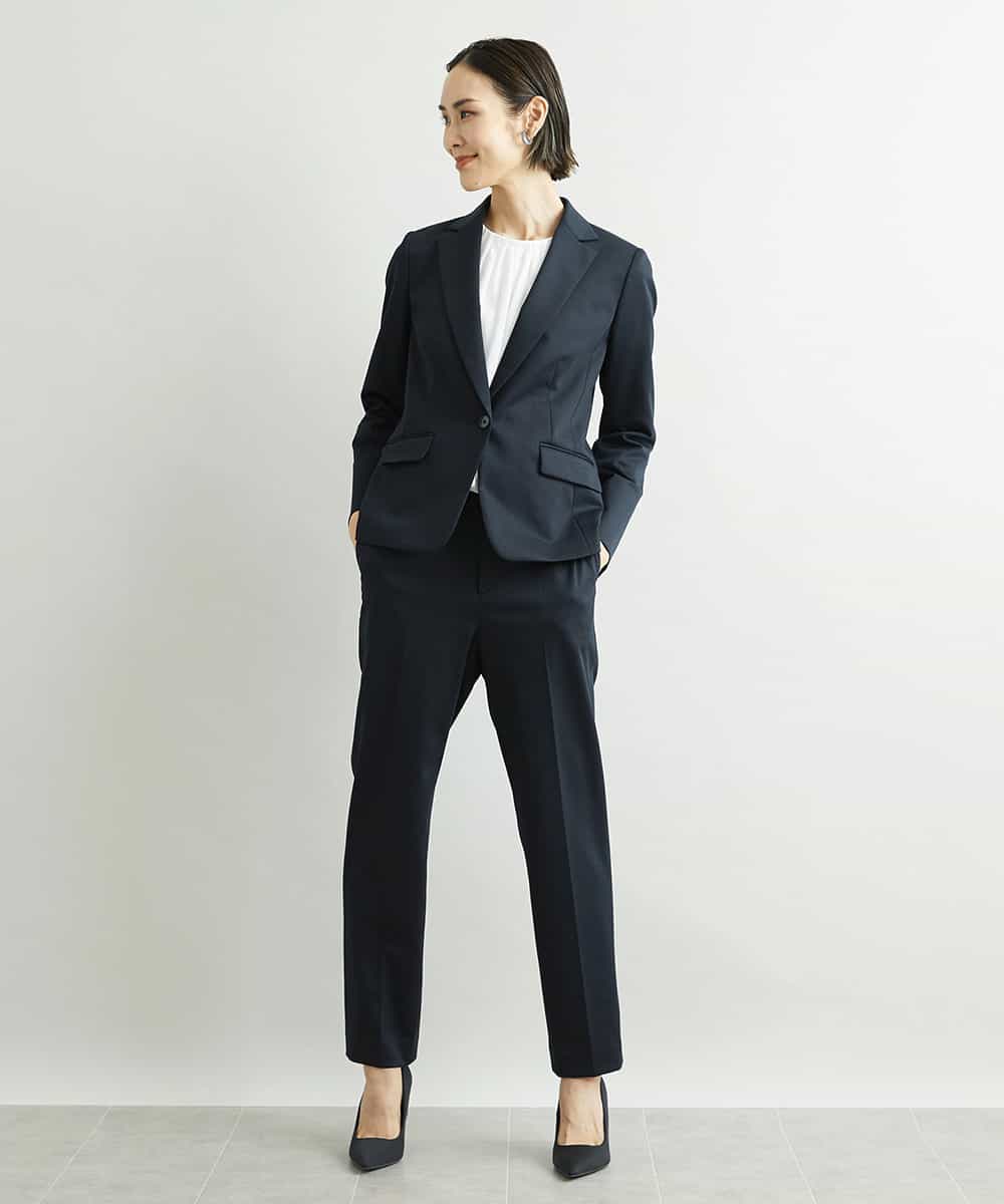 FMLAV15230 MICHEL KLEIN(ミッシェルクラン) [定番スーツ]トップサーモカルゼテーパードパンツ（機能素材） ダークネイビー(57)