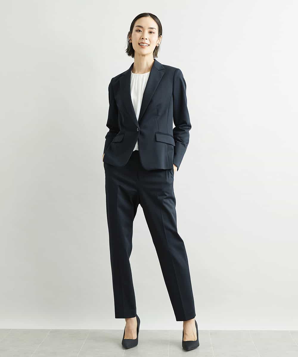 FMLAV15230 MICHEL KLEIN(ミッシェルクラン) [定番スーツ]トップサーモカルゼテーパードパンツ（機能素材） ダークネイビー(57)
