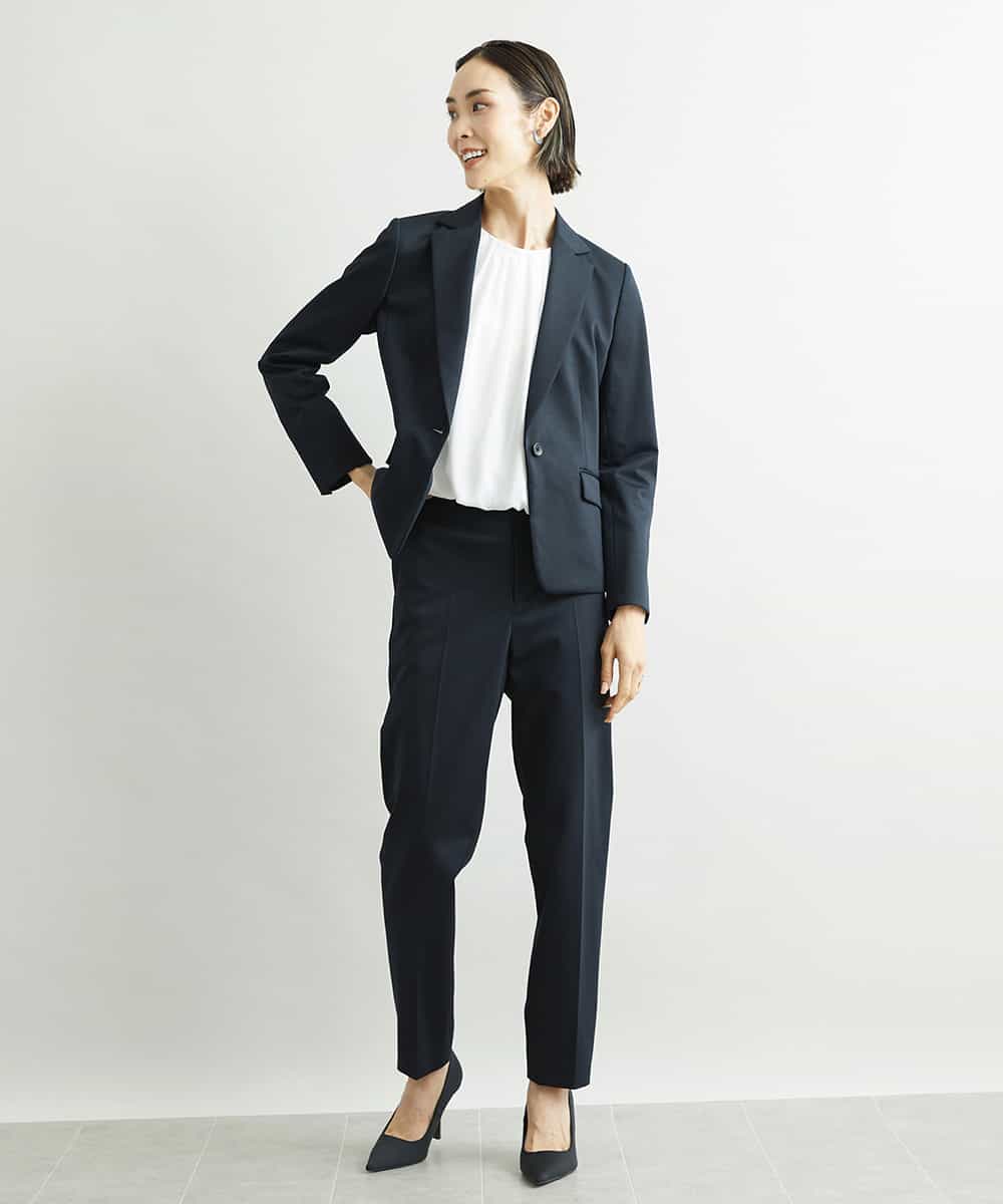 FMLAV15230 MICHEL KLEIN(ミッシェルクラン) [定番スーツ]トップサーモカルゼテーパードパンツ（機能素材） ダークネイビー(57)