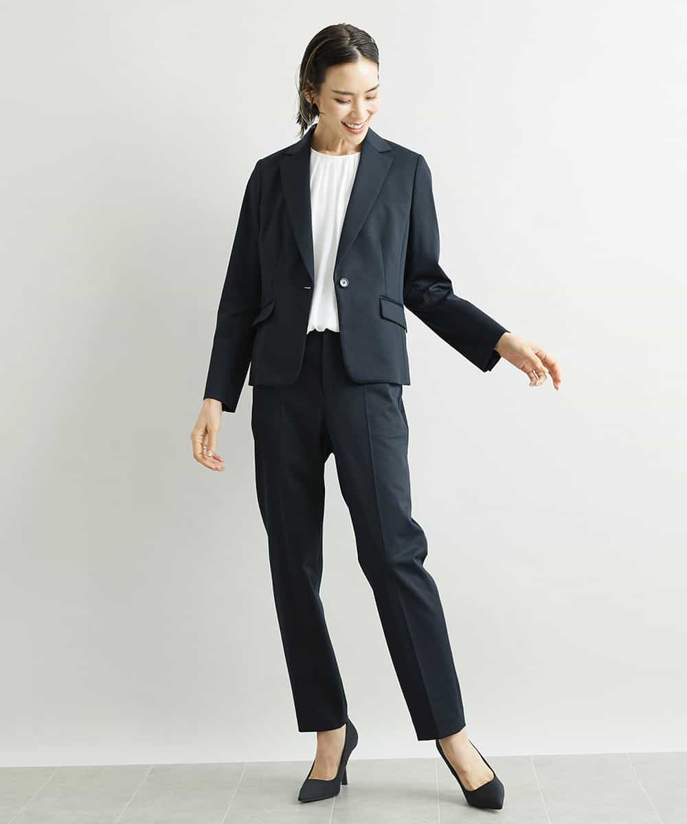 FMLAV15230 MICHEL KLEIN(ミッシェルクラン) [定番スーツ]トップサーモカルゼテーパードパンツ（機能素材） ダークネイビー(57)