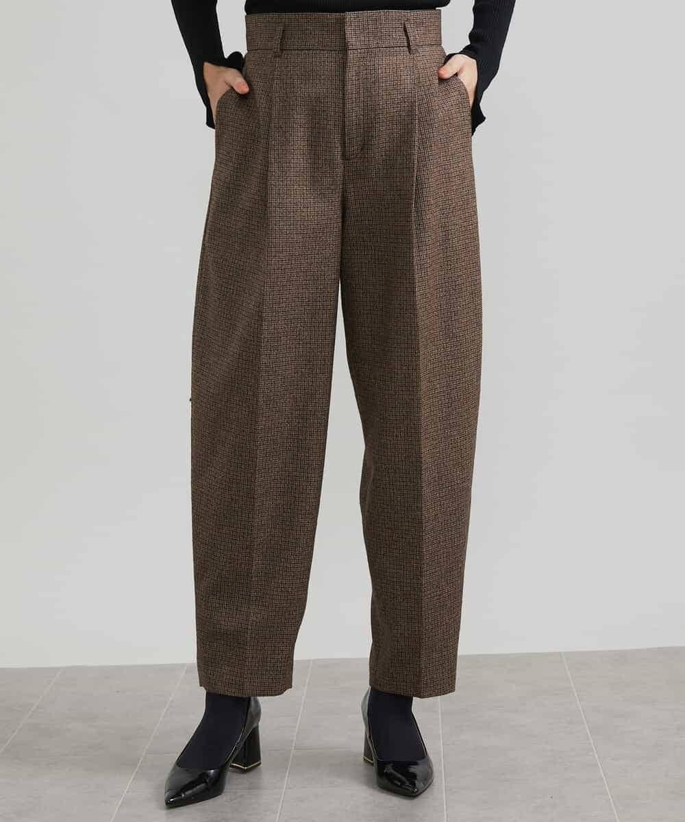FMLAV36230 MICHEL KLEIN(ミッシェルクラン) ツイードガンクラブバレルパンツ ブラウン系(83)