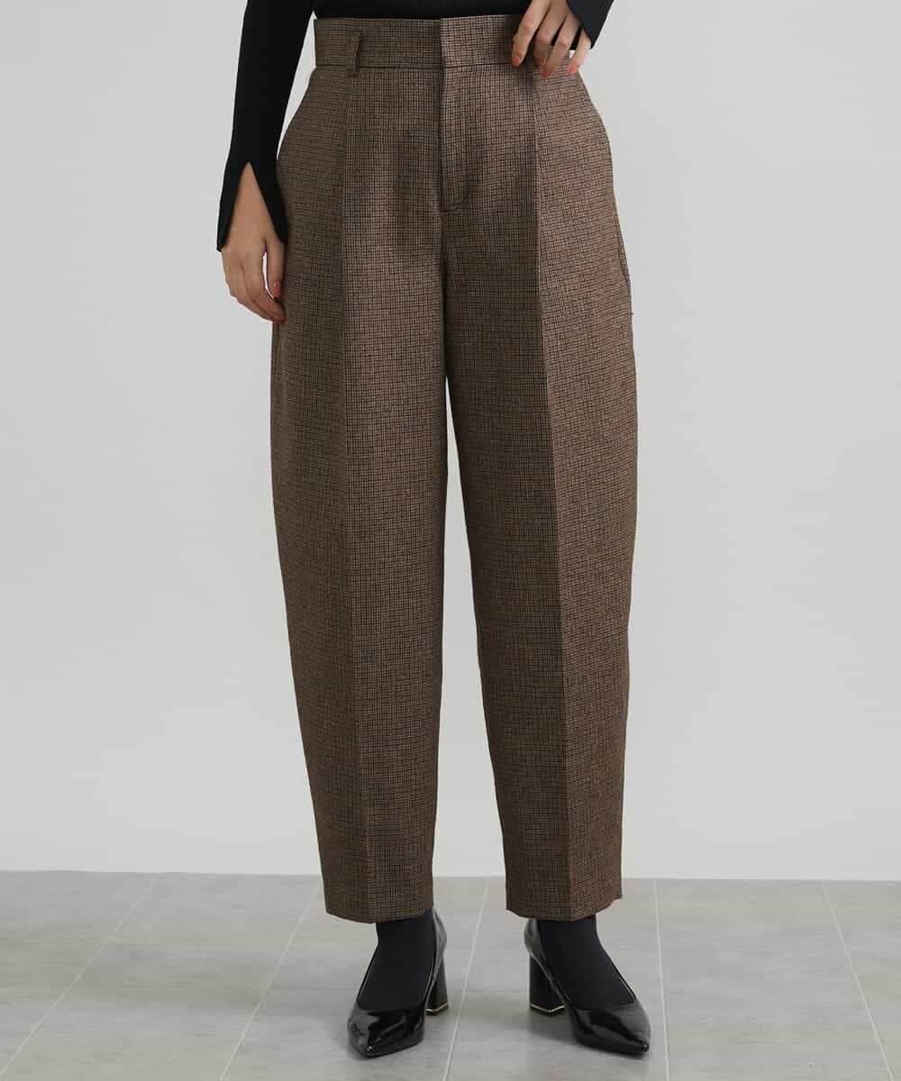 FMLAV36230 MICHEL KLEIN(ミッシェルクラン) ツイードガンクラブバレルパンツ ブラウン系(83)