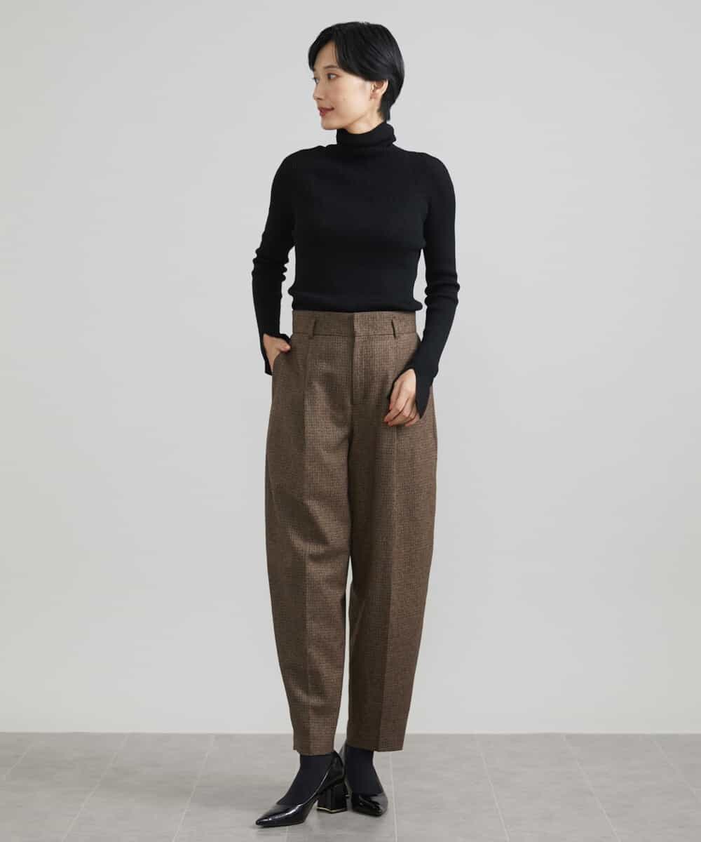 FMLAV36230 MICHEL KLEIN(ミッシェルクラン) ツイードガンクラブバレルパンツ ブラウン系(83)