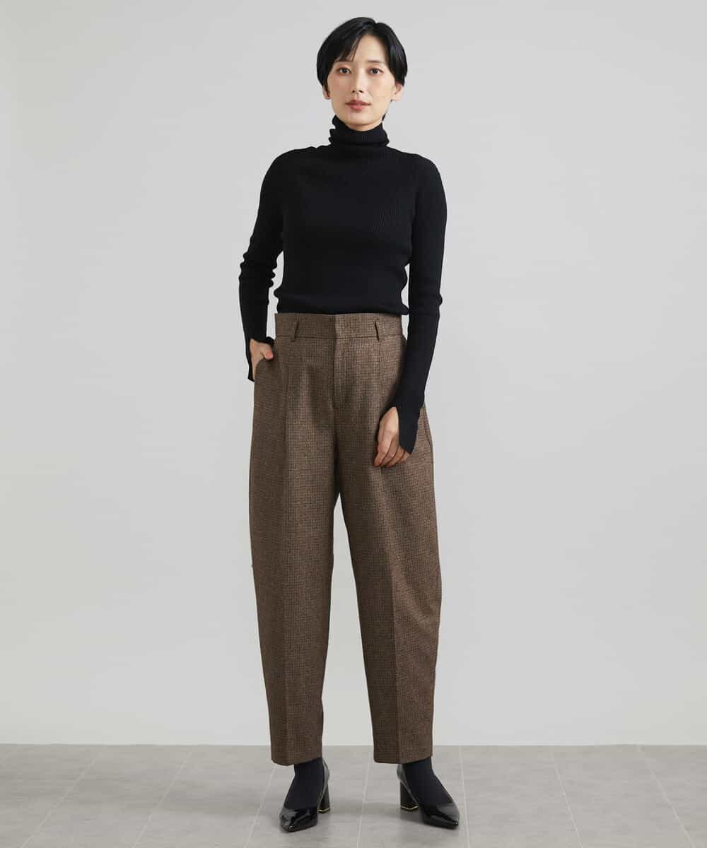 FMLAV36230 MICHEL KLEIN(ミッシェルクラン) ツイードガンクラブバレルパンツ ブラウン系(83)
