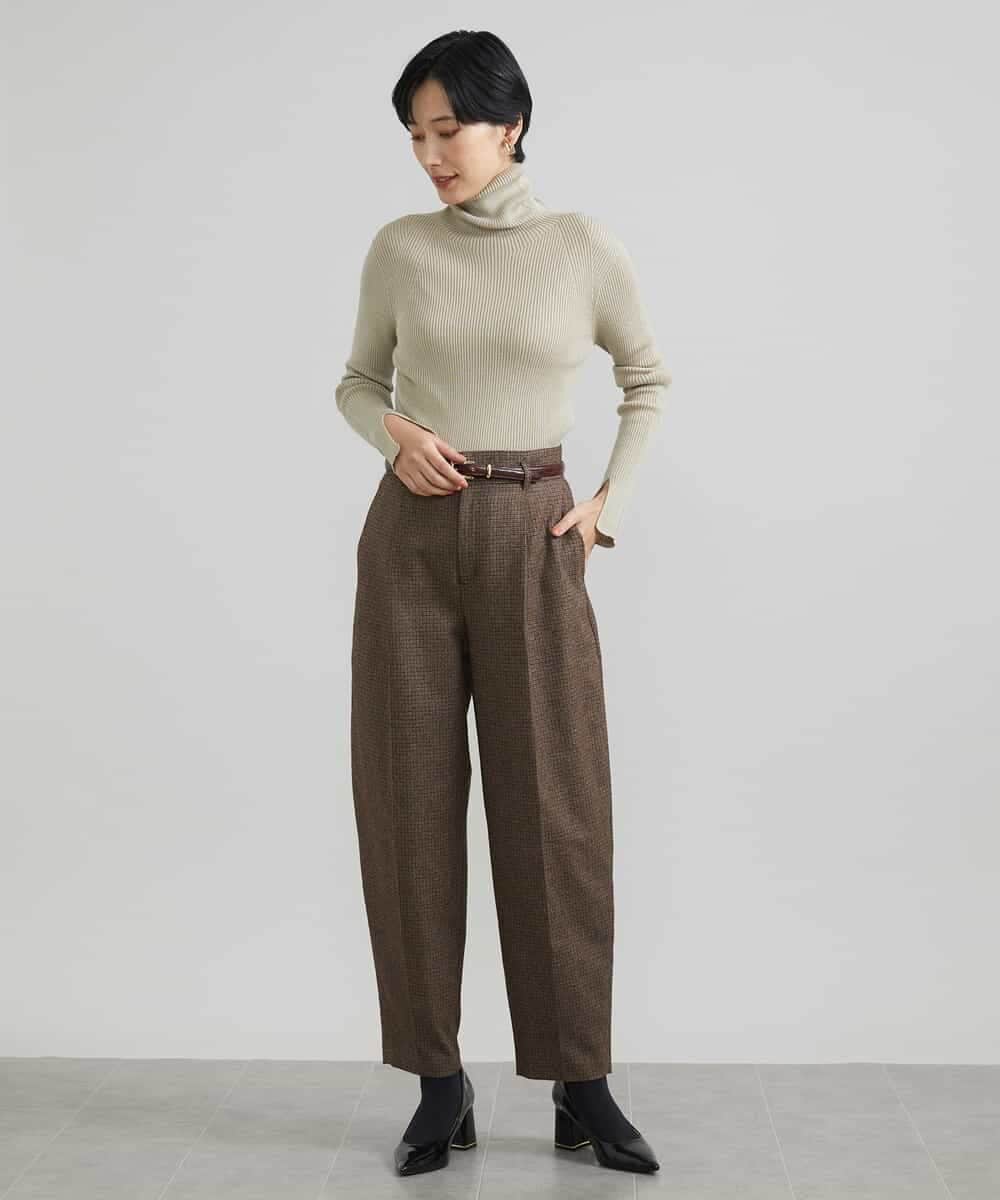 FMLAV36230 MICHEL KLEIN(ミッシェルクラン) ツイードガンクラブバレルパンツ ブラウン系(83)