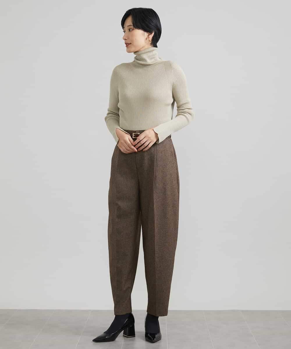 FMLAV36230 MICHEL KLEIN(ミッシェルクラン) ツイードガンクラブバレルパンツ ブラウン系(83)