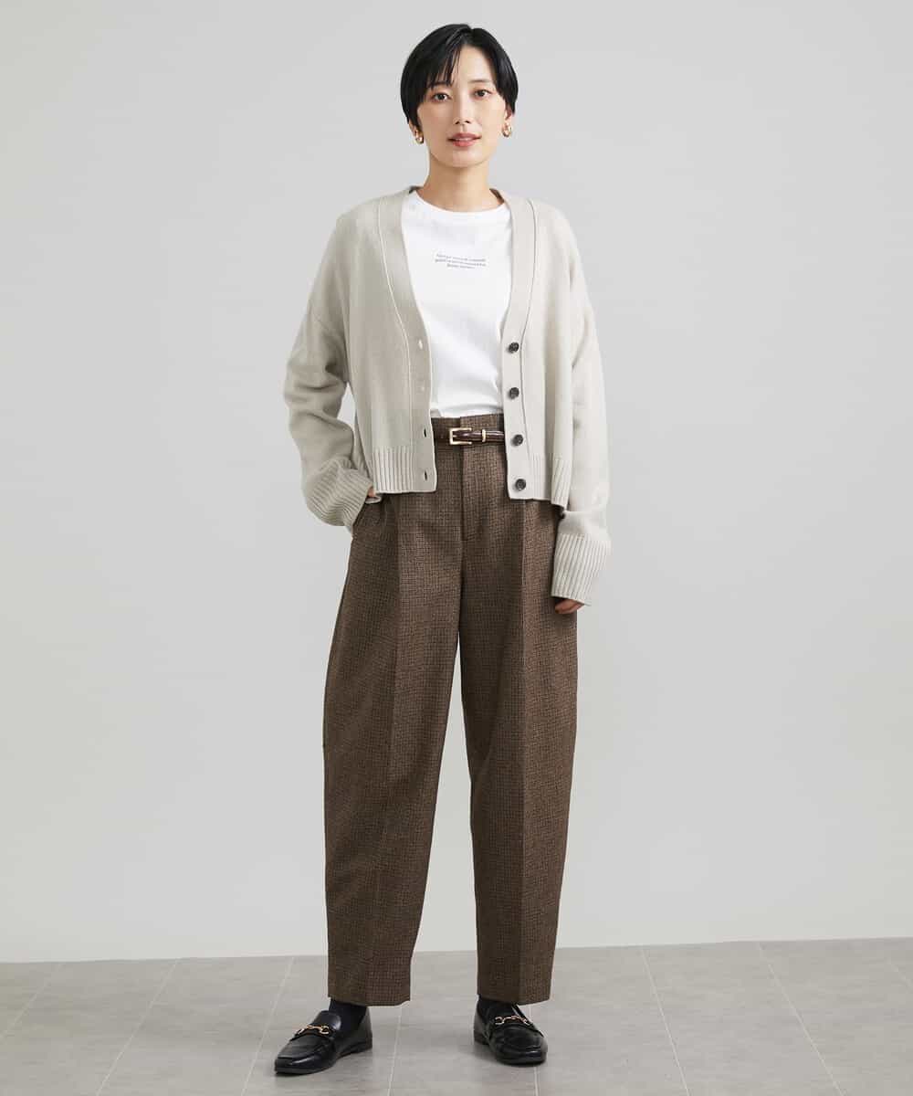 FMLAV36230 MICHEL KLEIN(ミッシェルクラン) ツイードガンクラブバレルパンツ ブラウン系(83)