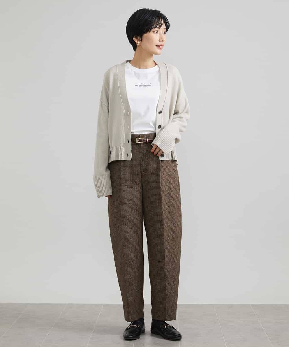FMLAV36230 MICHEL KLEIN(ミッシェルクラン) ツイードガンクラブバレルパンツ ブラウン系(83)