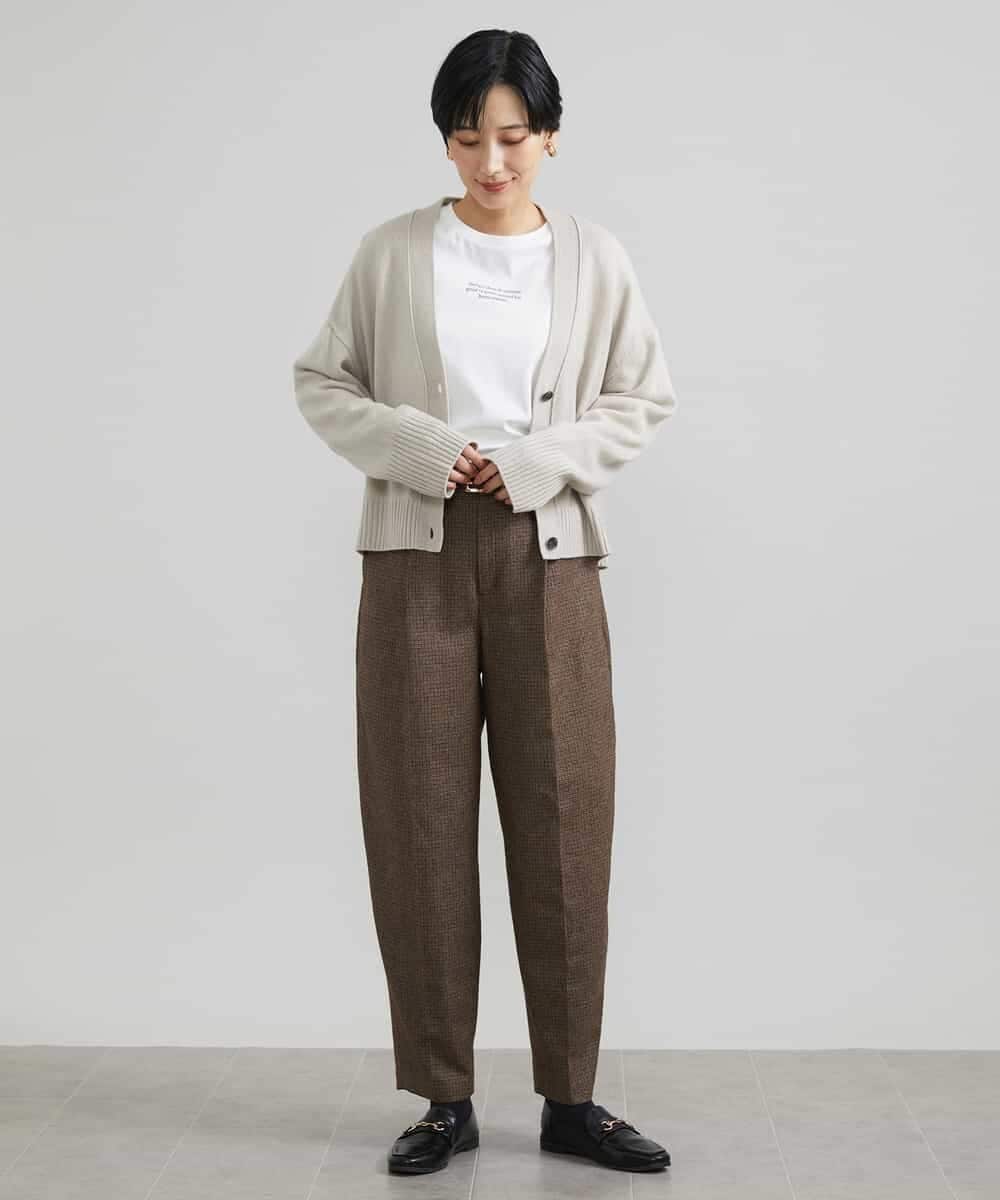 FMLAV36230 MICHEL KLEIN(ミッシェルクラン) ツイードガンクラブバレルパンツ ブラウン系(83)