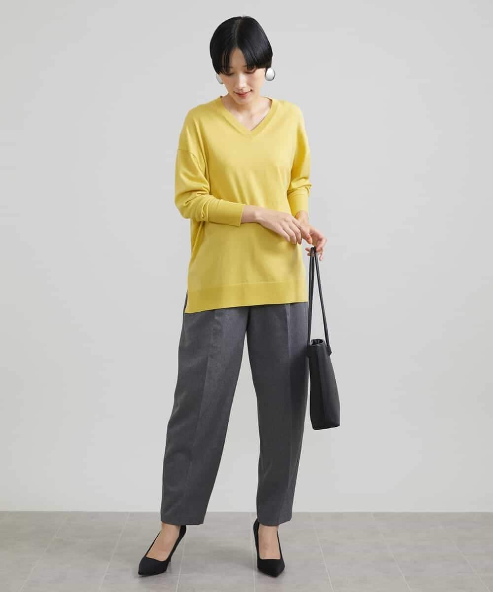 FMLAV37200 MICHEL KLEIN(ミッシェルクラン) メランジツイルバレルパンツ ダークグレー(93)