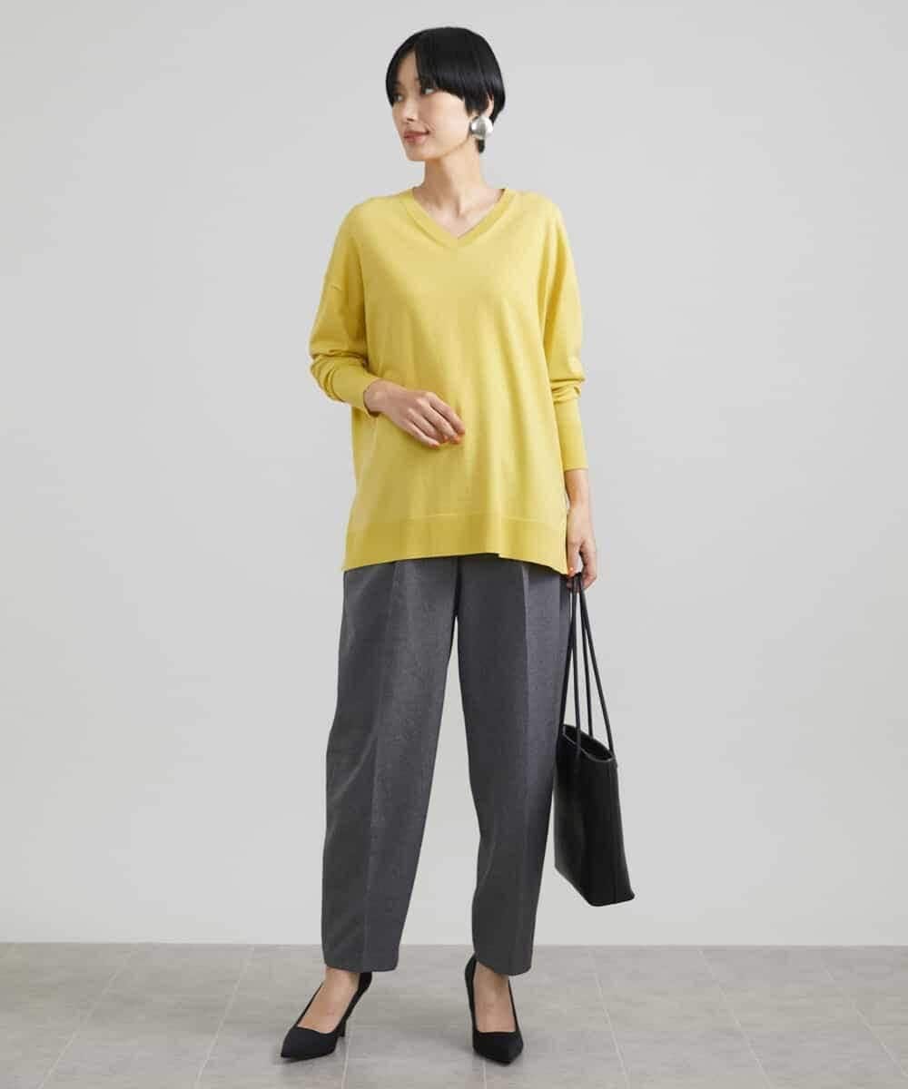 FMLAV37200 MICHEL KLEIN(ミッシェルクラン) メランジツイルバレルパンツ ダークグレー(93)