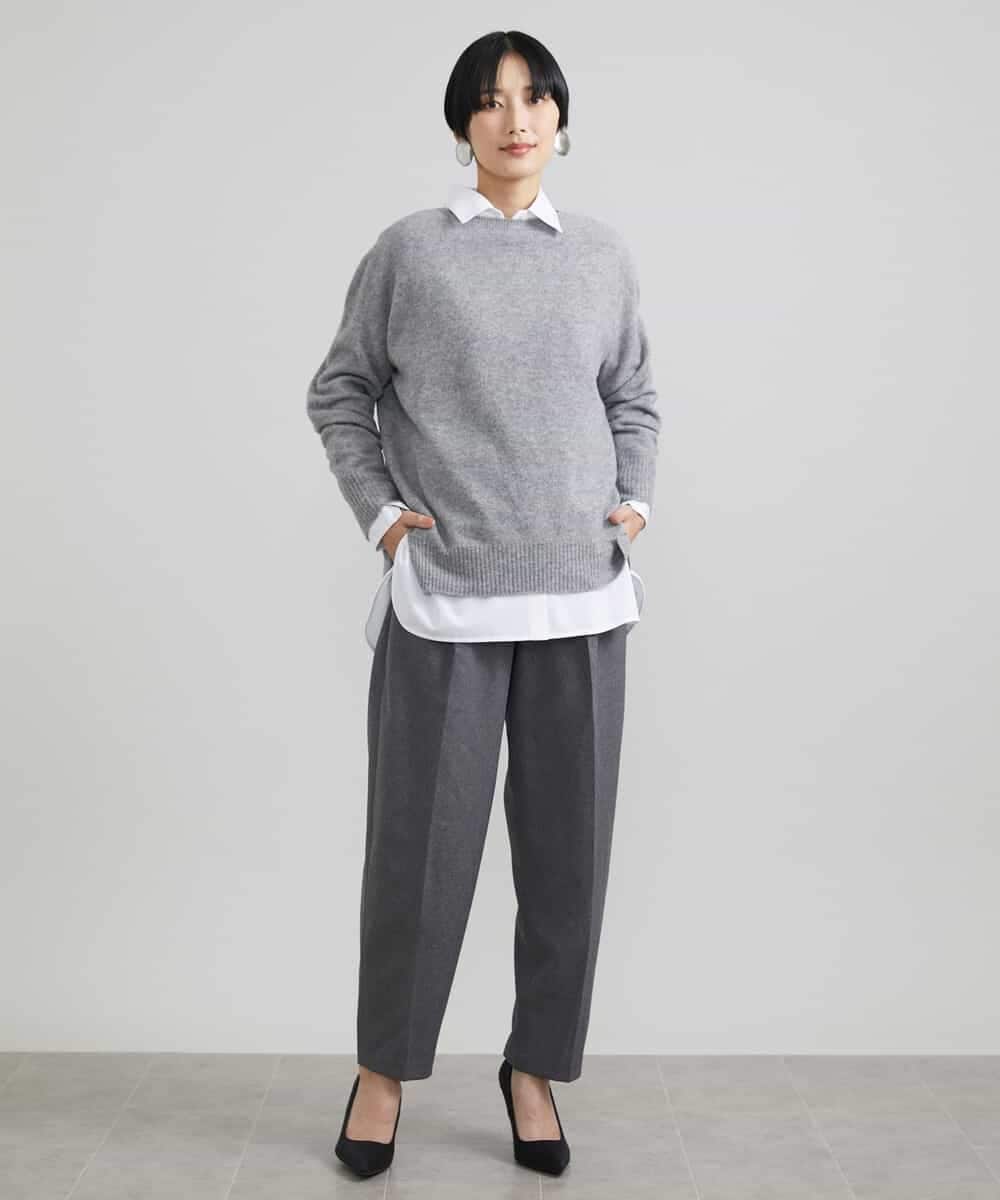 FMLAV37200 MICHEL KLEIN(ミッシェルクラン) メランジツイルバレルパンツ ダークグレー(93)