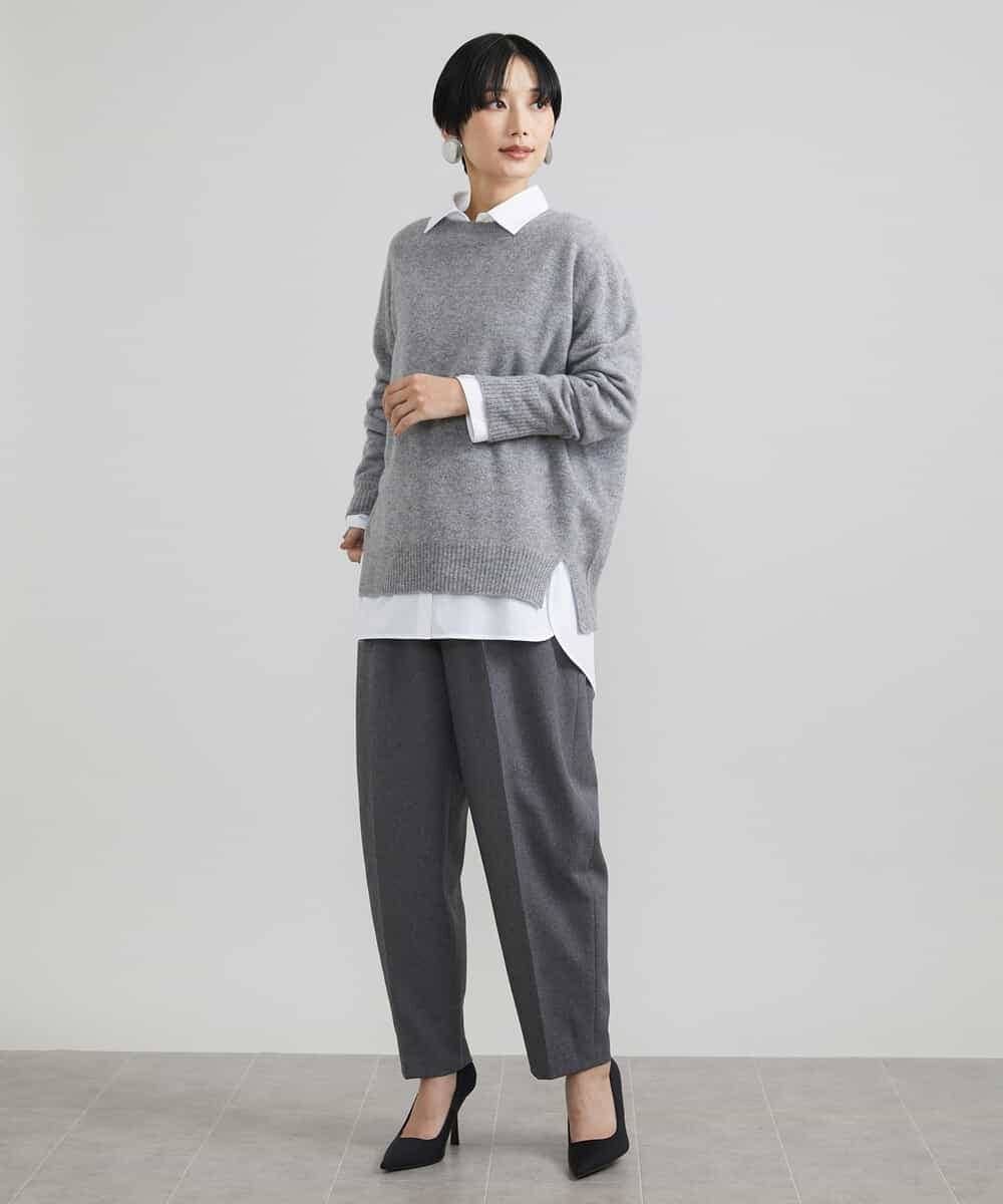 FMLAV37200 MICHEL KLEIN(ミッシェルクラン) メランジツイルバレルパンツ ダークグレー(93)