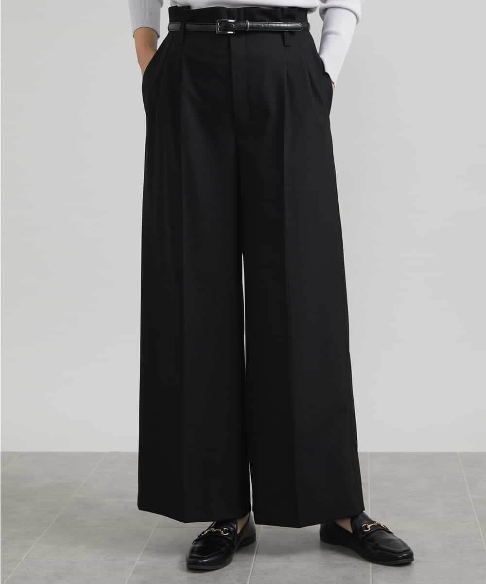 FMLAV39230 MICHEL KLEIN(ミッシェルクラン) 2WAYストレッチハイウエストバレルパンツ スミクロ(94)