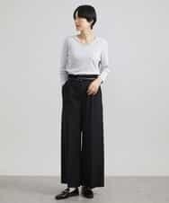 FMLAV39230 MICHEL KLEIN(ミッシェルクラン) 2WAYストレッチハイウエストバレルパンツ スミクロ(94)