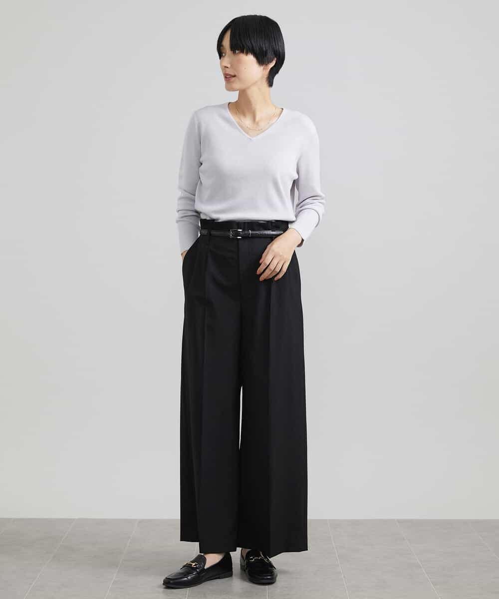 FMLAV39230 MICHEL KLEIN(ミッシェルクラン) 2WAYストレッチハイウエストバレルパンツ スミクロ(94)