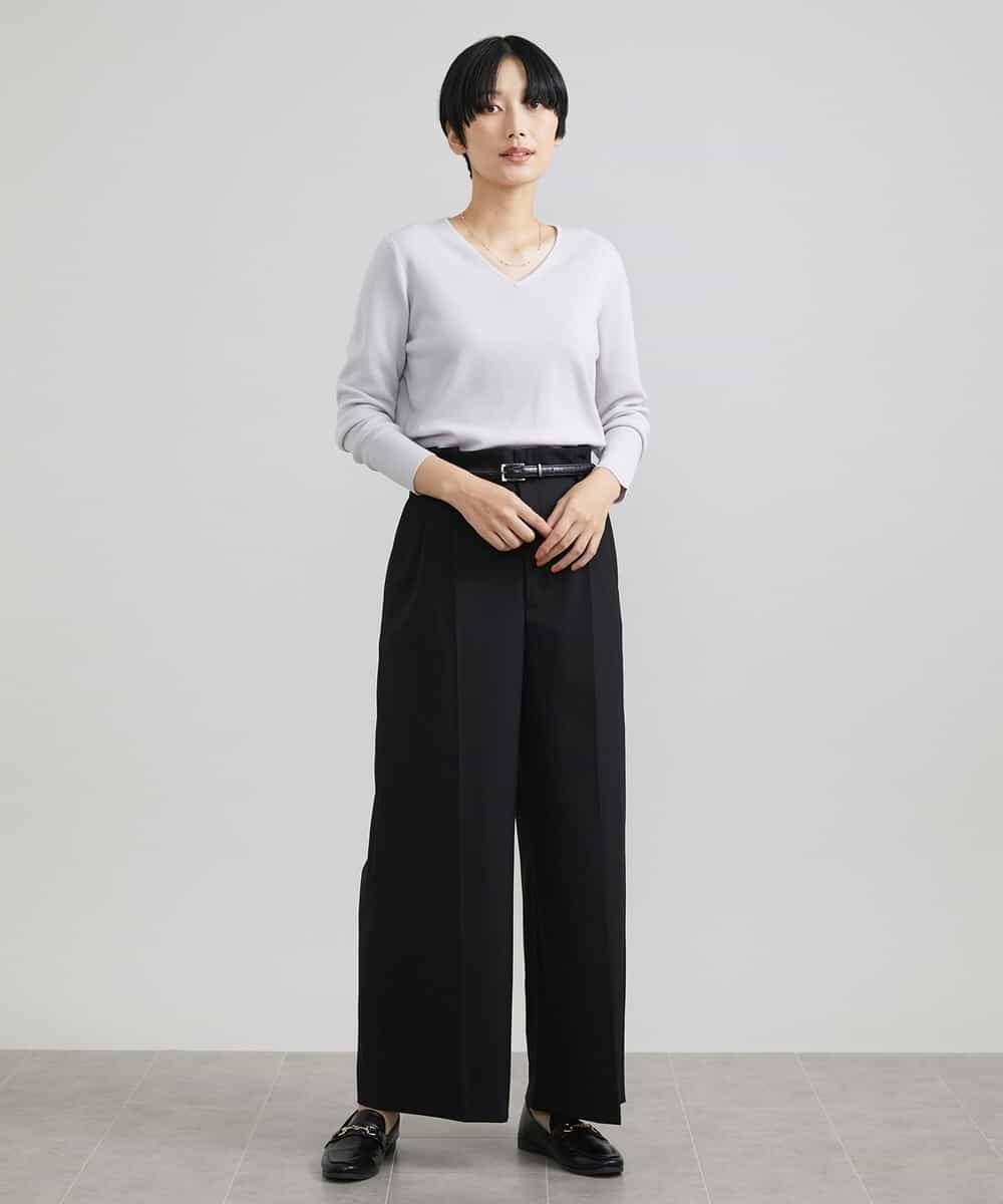 FMLAV39230 MICHEL KLEIN(ミッシェルクラン) 2WAYストレッチハイウエストバレルパンツ スミクロ(94)
