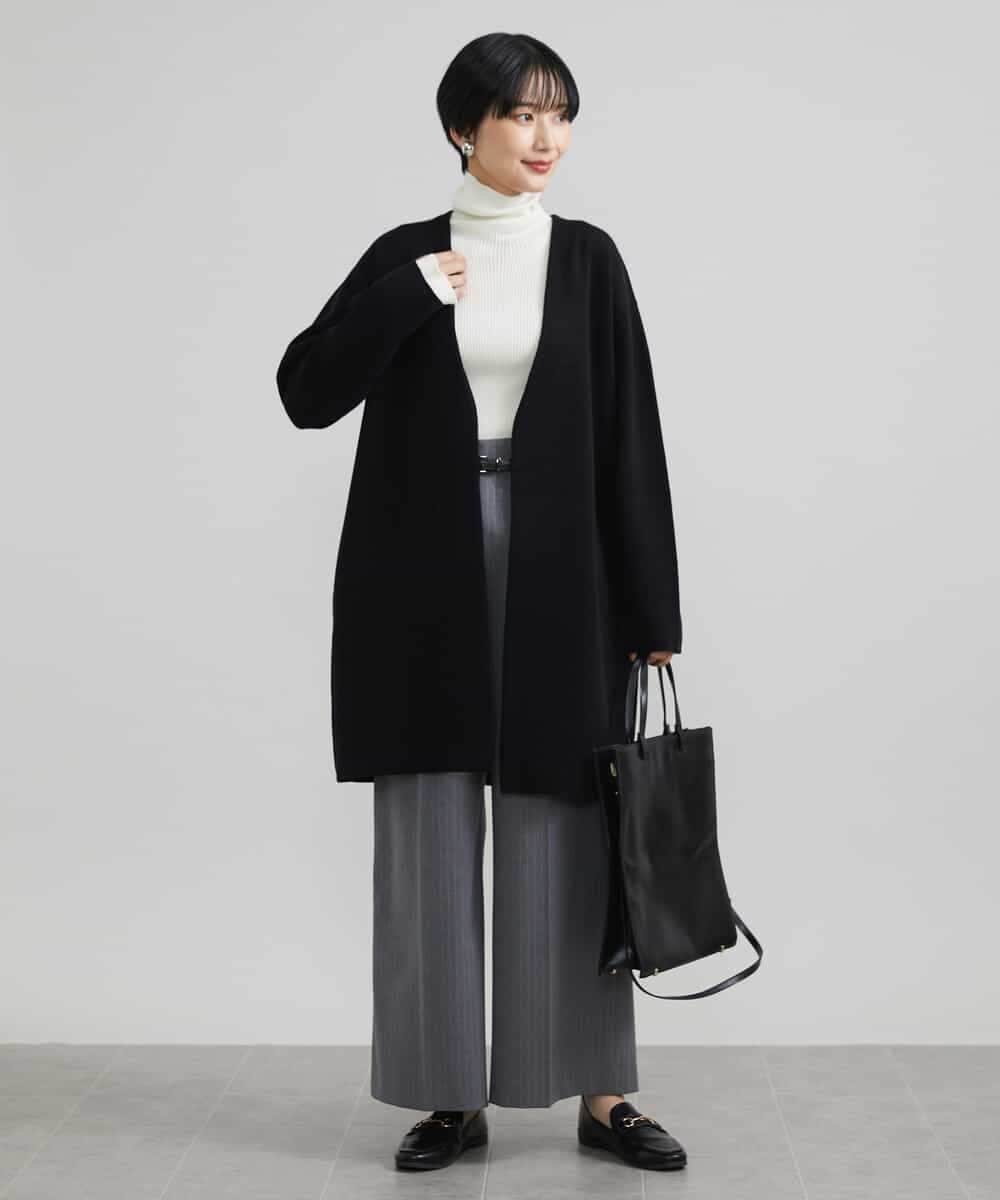FMLAV39230 MICHEL KLEIN(ミッシェルクラン) 2WAYストレッチハイウエストバレルパンツ スミクロ(94)