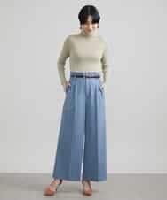 FMLAV39230 MICHEL KLEIN(ミッシェルクラン) 2WAYストレッチハイウエストバレルパンツ スミクロ(94)