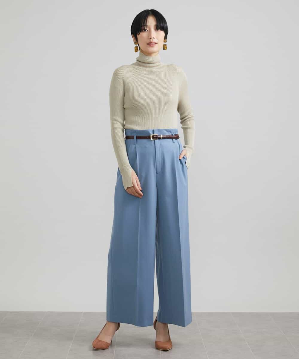 FMLAV39230 MICHEL KLEIN(ミッシェルクラン) 2WAYストレッチハイウエストバレルパンツ スミクロ(94)