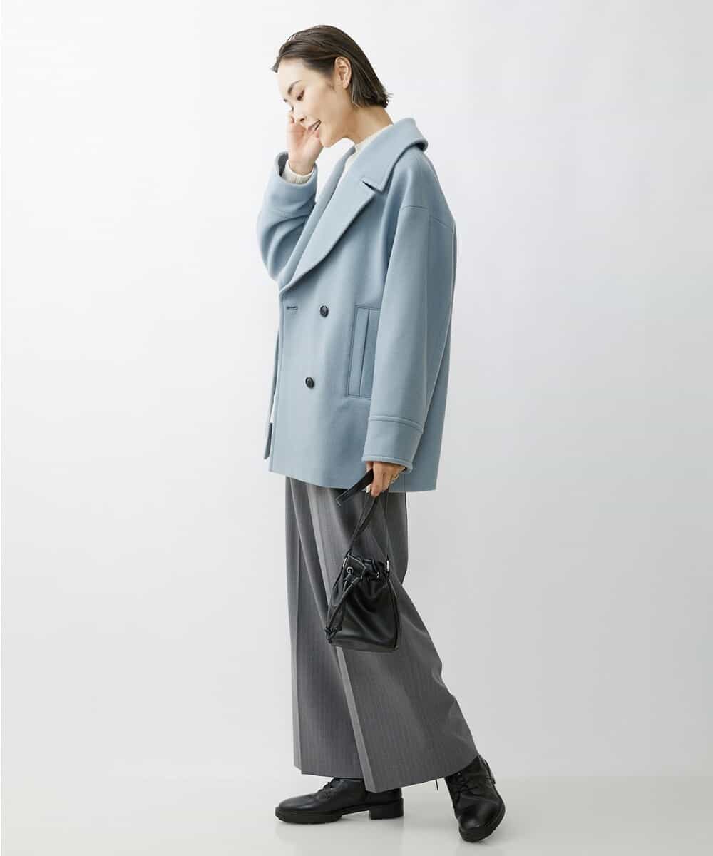 FMLAV39230 MICHEL KLEIN(ミッシェルクラン) 2WAYストレッチハイウエストバレルパンツ スミクロ(94)