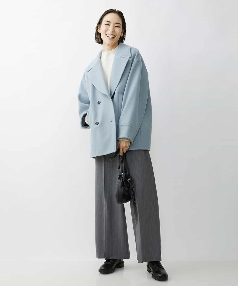 FMLAV39230 MICHEL KLEIN(ミッシェルクラン) 2WAYストレッチハイウエストバレルパンツ スミクロ(94)