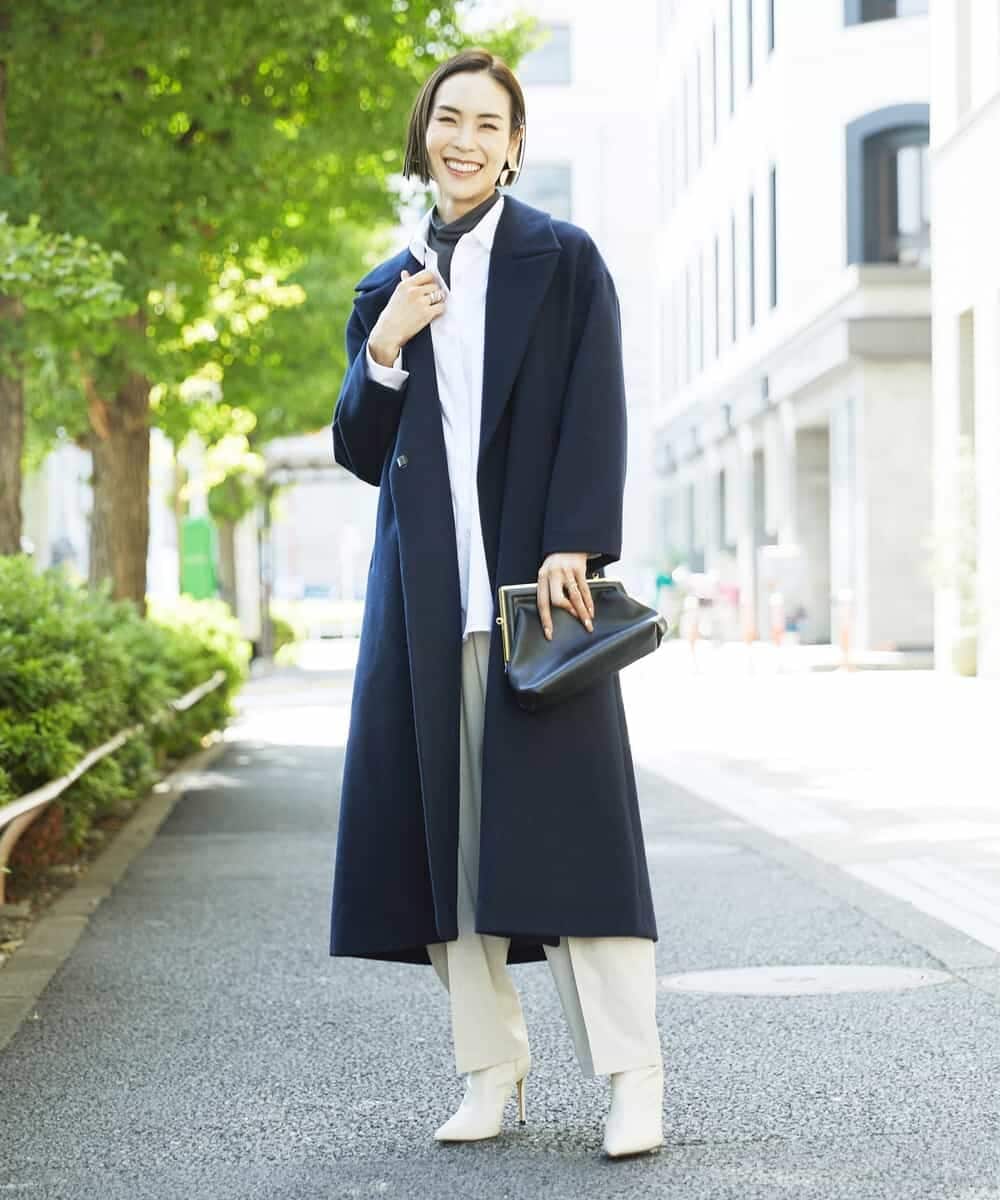FMLAV50210 MICHEL KLEIN(ミッシェルクラン) ［セットアップ対応/機能性素材］ミルドストレッチバレルパンツ オフホワイト(81)