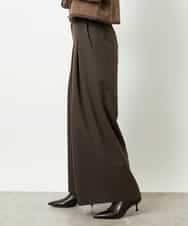 FMLBD28220 MICHEL KLEIN(ミッシェルクラン) チェック柄2タックワイドパンツ ブラウン