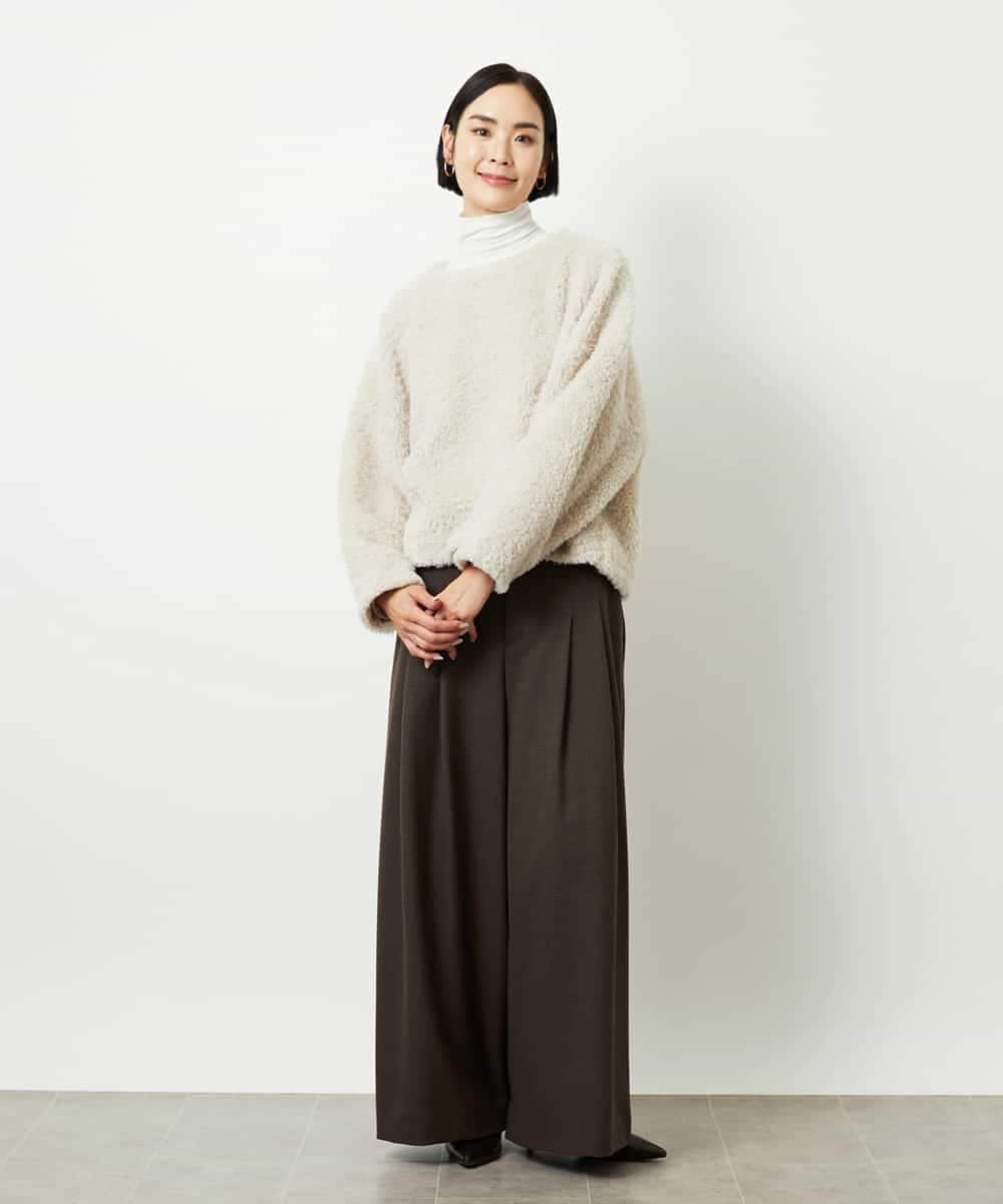 FMLBD28220 MICHEL KLEIN(ミッシェルクラン) チェック柄2タックワイドパンツ ブラウン