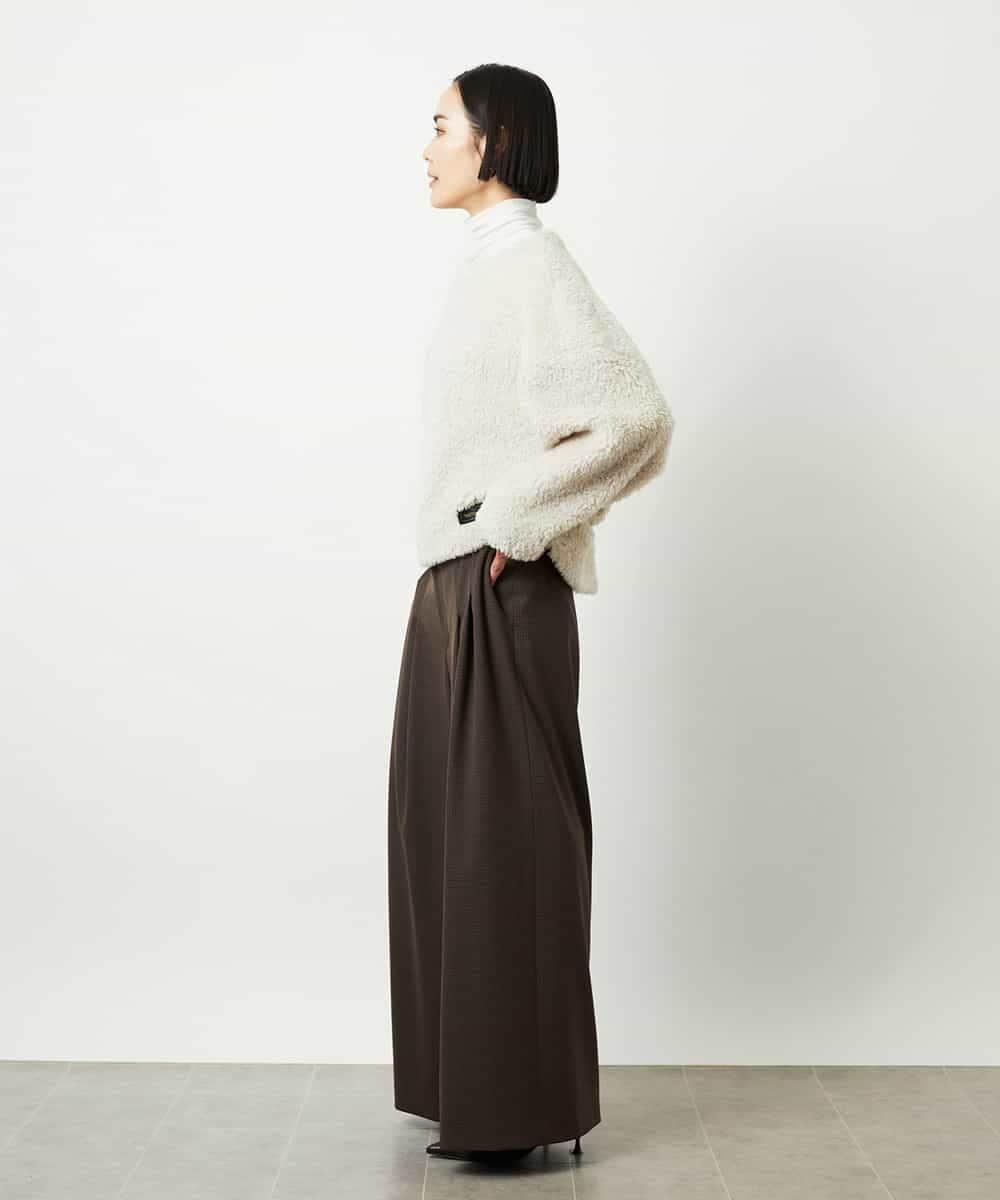 FMLBD28220 MICHEL KLEIN(ミッシェルクラン) チェック柄2タックワイドパンツ ブラウン