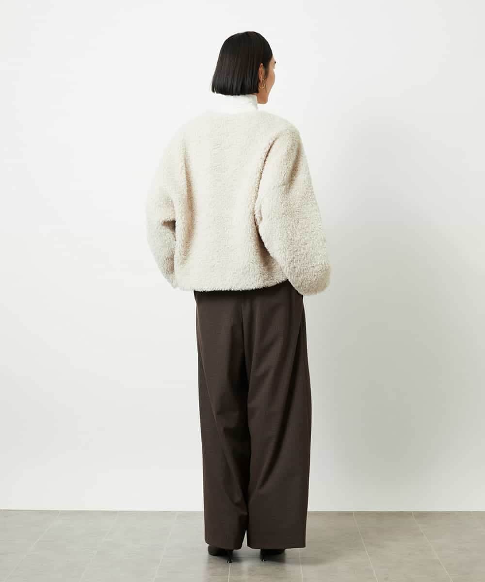 FMLBD28220 MICHEL KLEIN(ミッシェルクラン) チェック柄2タックワイドパンツ ブラウン