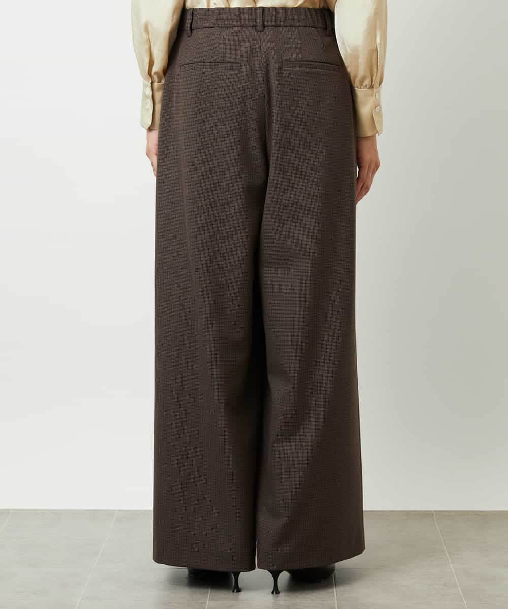 FMLBD28220 MICHEL KLEIN(ミッシェルクラン) チェック柄2タックワイドパンツ ブラウン